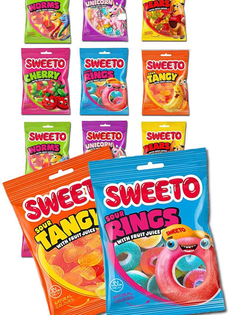 پاستیل سوییتو  ۸۰ گرم ۱۲ تایی در طعم ها و شکلک های مختلف